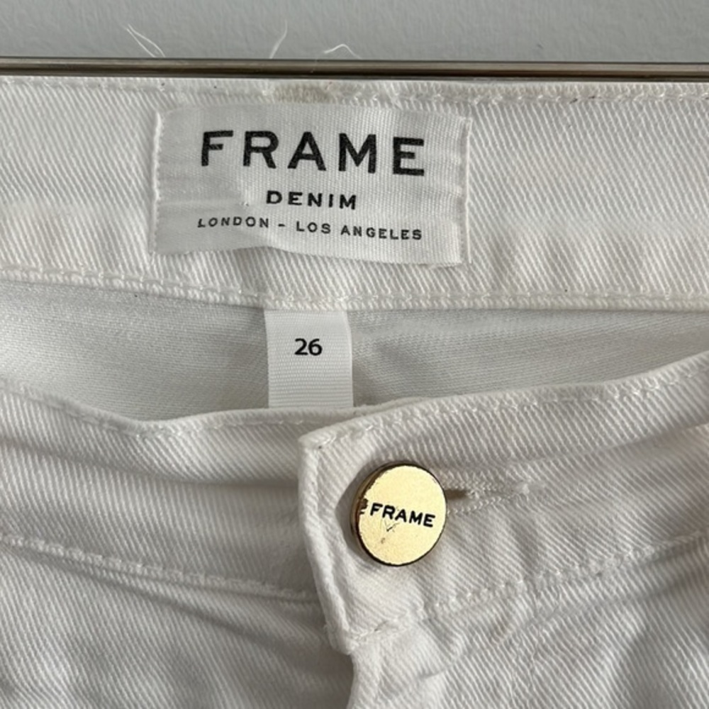 FRAME DENIM Le Garcon rip blanc Mid-Rise Distressed White Boyfriend Jeans - Picture 8 of 12